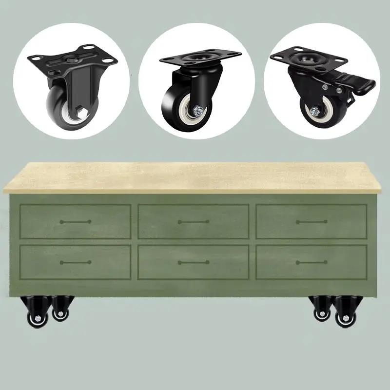 Premium 15 Inch and 2 Inch Heavy Duty Casters Set with Brakes Swivel Locking Wheels for Workshop Carts Furniture Movers