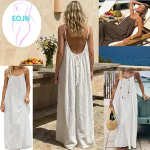 EOJN Women's Solid Color Cami Lounge Dress, 2026 Elegant Sleeveless Long Dress for Summer, Loungewear Pajama Ladies Sleepwear for Indoor Wear SpringStatements