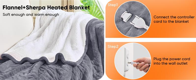 greenoak Heated Blanket Electric Throw 50"X60", Heating Blanket with 10 Heat Levels 8 Hours Auto-Off,Fleece Soft Christmas Blanket,Gifts for Grandma Seniors Mom, Misty Grey greenoak Heated Blanket Electric Throw 50"X60", Heating Blanket with 10 Heat Levels 8 Hours Auto-Off,Fleece Soft Christmas Blanket,Gifts for Grandma Seniors Mom, Misty Grey