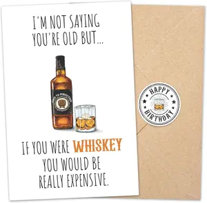 Funny Whiskey Birthday Card – 'If You Were Whiskey, You’d Be Really Expensive' – Humorous Birthday Greeting for Whiskey Lovers