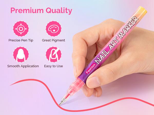 MelodySusie Nail Art Pens Set 0.5MM Nail Polish Pens for Nail Art, Nail Dotting Tool, Drawing Pen for Nail Design for Salon and DIY at Home