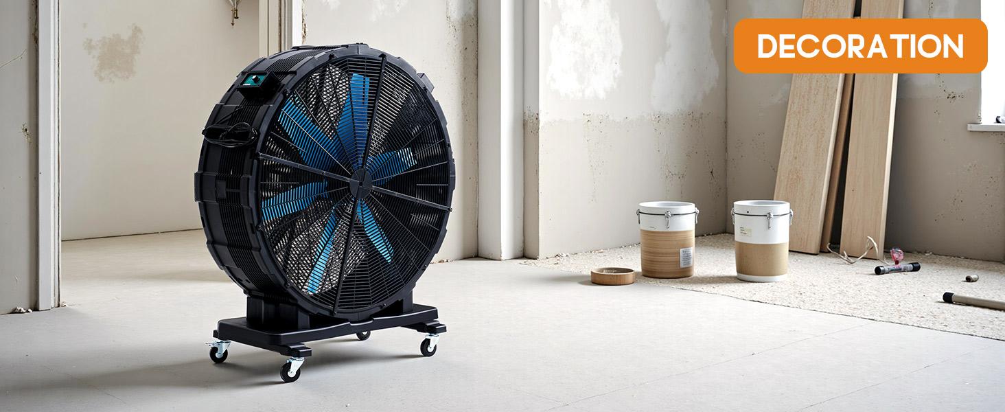 [Ships in 2 Boxes] VanAcc Industrial Drum Fan,  42 inch 550W, 48 inch 750W Plastic High Velocity Floor Fan with Wheels and 3 Speed, Air Flow 12,950/17,660 CFM, Ideal for Commercial, Garage, Warehouse, Workshop, Factory