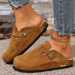 Women's Casual Platform Clogs Lightweight Suede Slippers for Indoor Outdoor Wear Springfresh