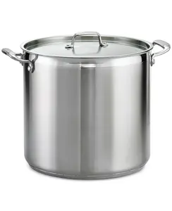 Tramontina Tri-Ply Clad Stainless Steel 24-Qt Round Stock Pot - 24 Quart Capacity, Induction Gas Electric Ceramic Stovetop Compatible, Oven Safe Up to 500°F, Dishwasher Safe - Glass, Cookware