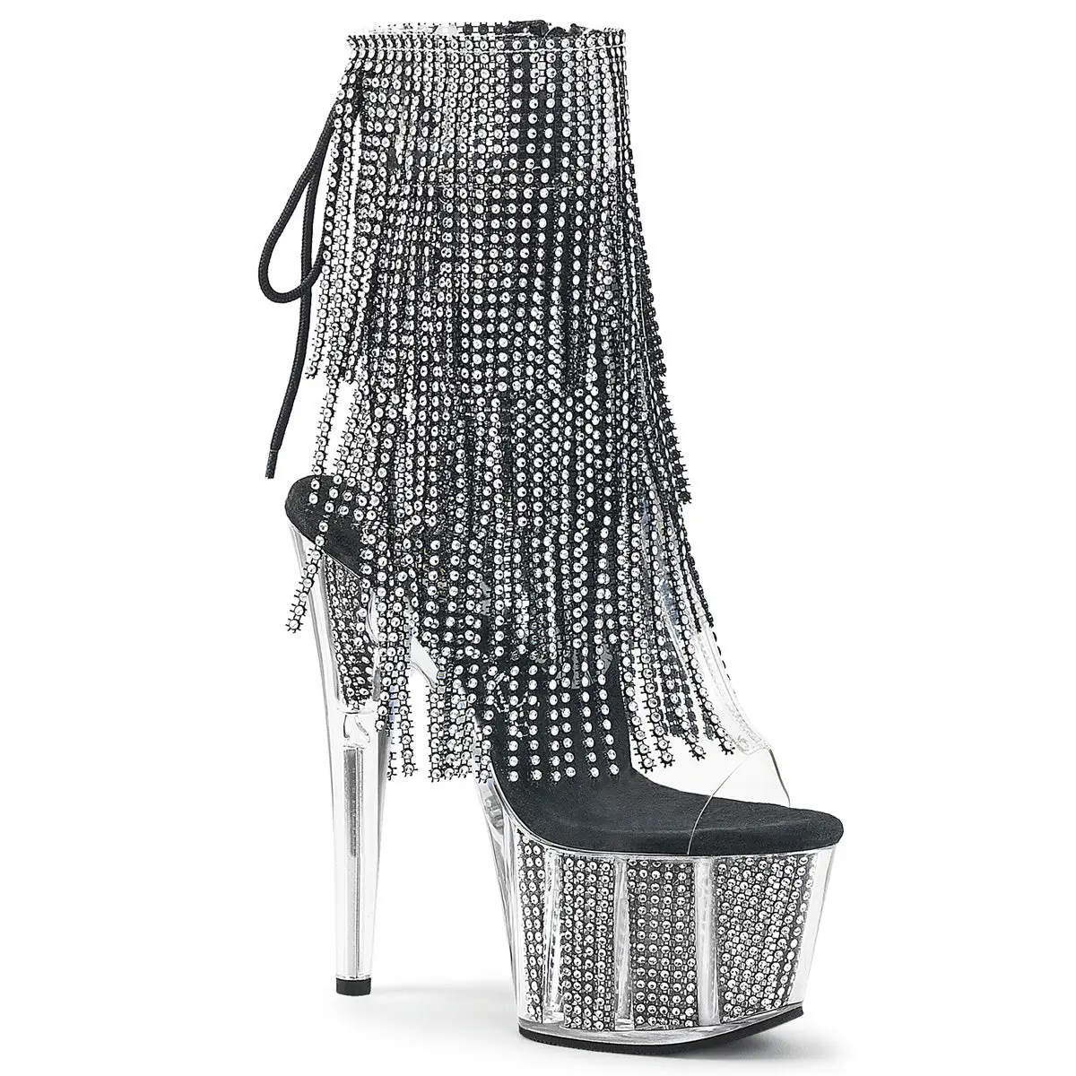 Pleaser Adore-1017SRS Women's Lace High-Heel Ankle Boots - Elegant, Stylish Footwear with Rhinestone Details, Ideal for Party Occasions