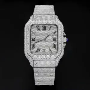 Moissanate watch men Style Fabulous Iced Out Roman Number