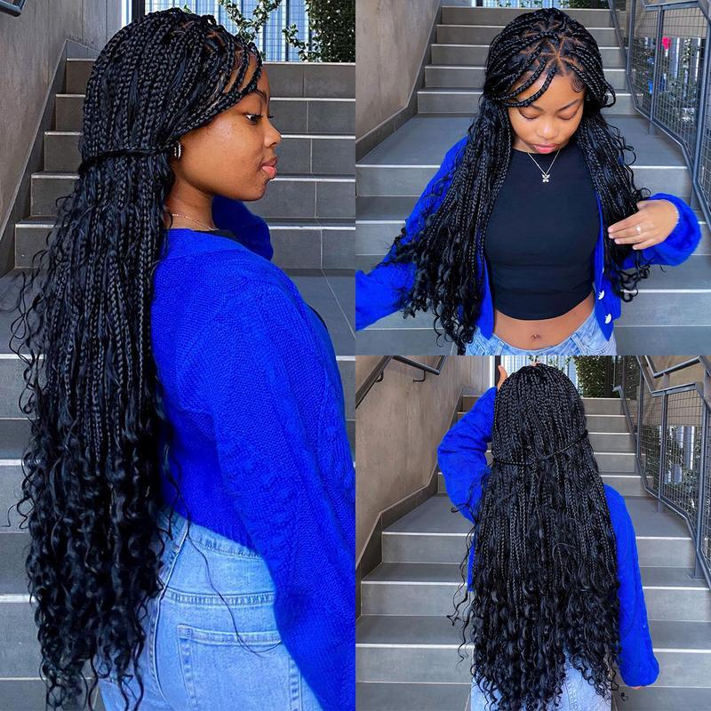 West Kiss Synthetic Wigs 36 Inch Boho Braided 13x6 Lace Front Wigs for Black Women Pre Plucked with Baby Hair