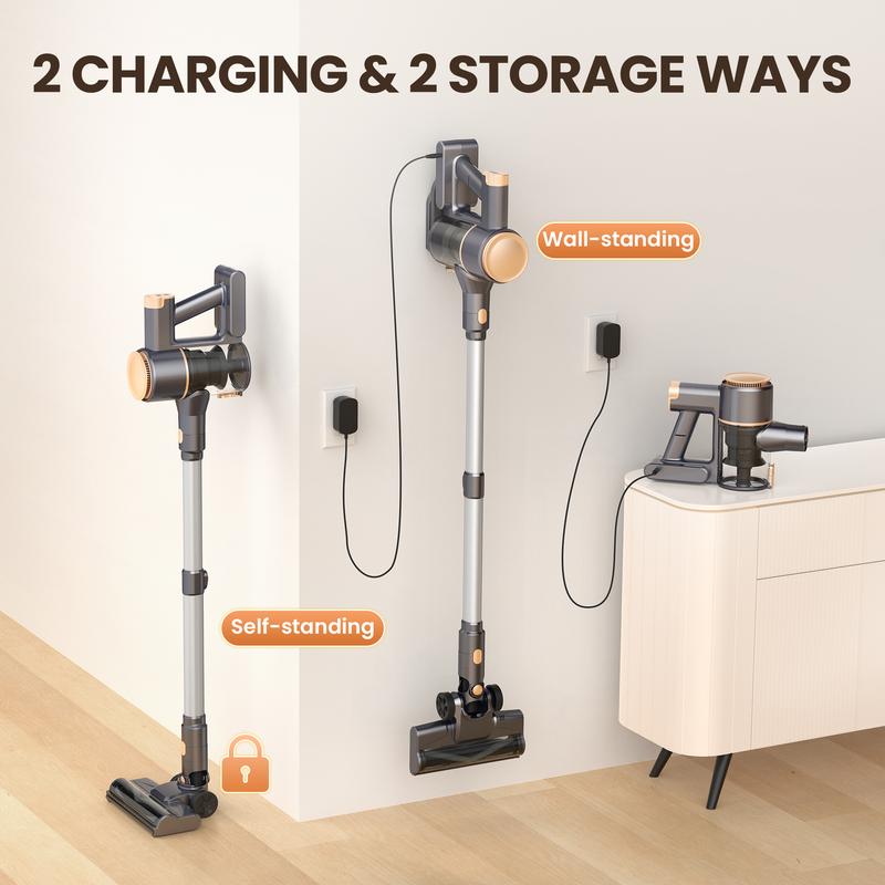 N8 Cordless Stick Vacuum Cleaner 25Kpa 40 Mins Runtime Lightweight Stick Vacuum,Self-Standing Rechargeable Vacuum Cleaners for Pet Hair,Carpet,Hardwood Floor