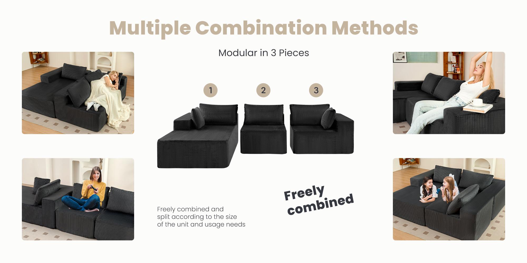 【Sectional Sofa Couch】Sweetcrispy L-shaped Modular Sectional Sofa, Compressed Corduroy Fabric, Modern Style Living Room Sofa Bed, Space-Saving Recliner Design - Convertible Corduroy Sectional Sofa, Corduroy Upholstered Sectional, Modular Sofa Set 【Sectional Sofa Couch】Sweetcrispy L-shaped Modular Sectional Sofa, Compressed Corduroy Fabric, Modern Style Living Room Sofa Bed, Space-Saving Recliner Design - Convertible Corduroy Sectional Sofa, Corduroy Upholstered Sectional, Modular Sofa Set