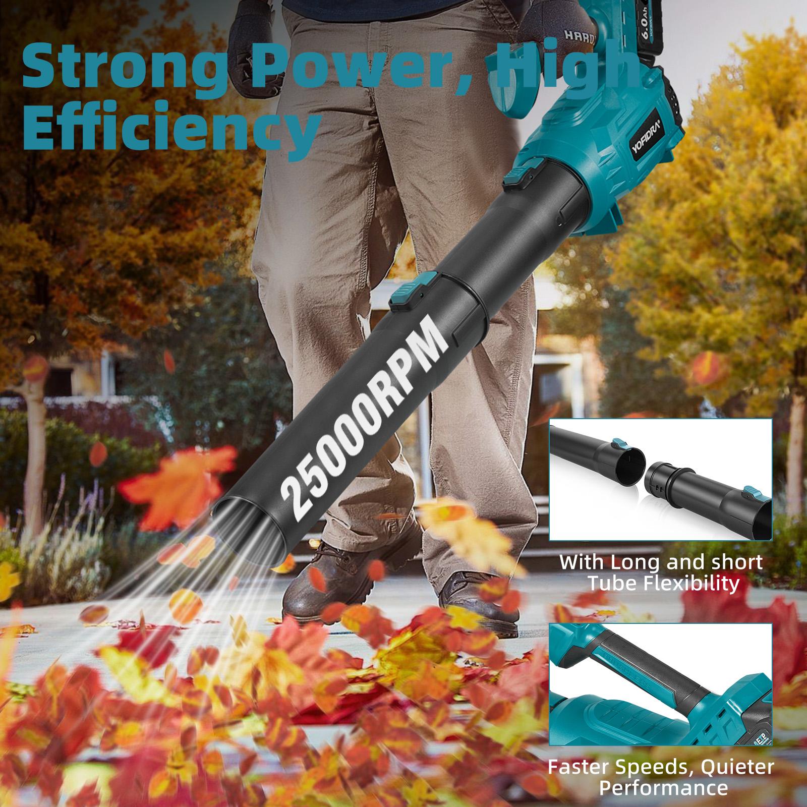 YOFIDRA Cordless Leaf Blower 600 CFM 120 MPH, 5-Speed Brushless Electric Blower with Dual 6.0Ah Batteries & Fast Charger, Long Run Time for Yard, Leaves, Snow & Garage Cleaning
