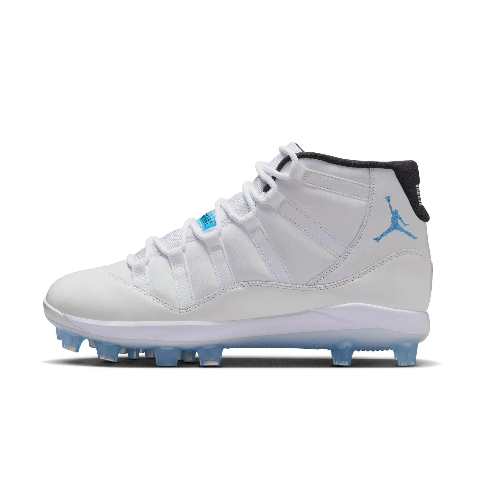 Air Jordan Male 11 Retro Mid "Legend Blue" Baseball Cleats - High-Top Genuine Leather Upper, Lightweight Foam, Molded Studs for Durable Traction, Supportive Fit, Laces, Retro Mid-Cut Look, Cleated Plate, Field Sports High Top Shoes