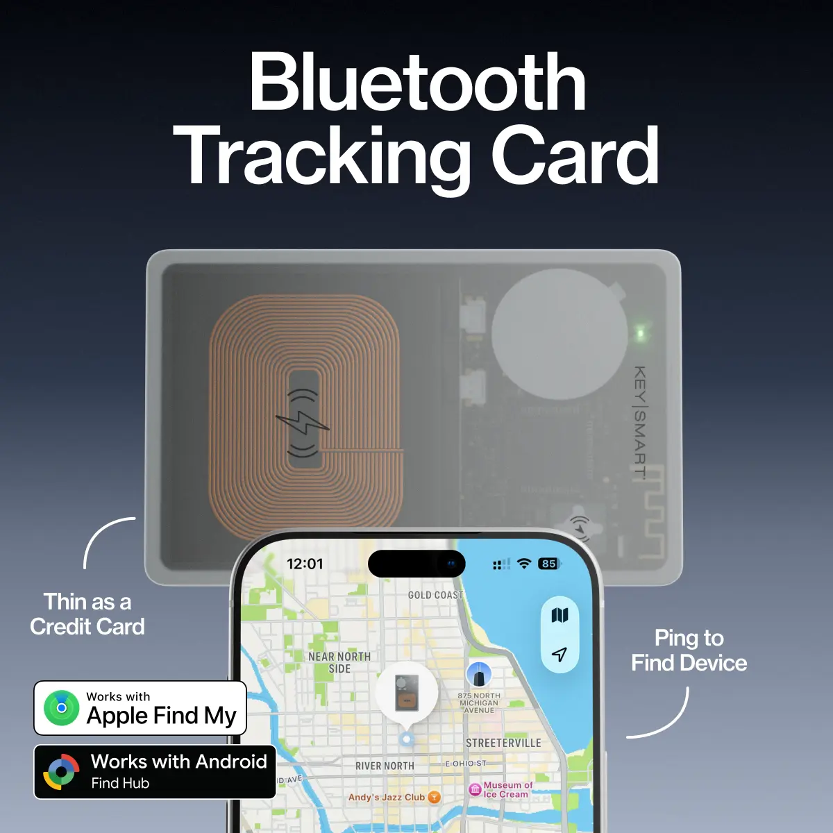 STATIK SmartCard: Wallet Tracker | Apple Find My or Android App | Slim | Qi Wireless Charging | 8-Month Battery | IPX8 Waterproof | Bluetooth Finder for Wallets, Bags & Luggage