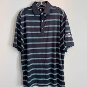 FootJoy FJ Golf Polo Shirt Mens Medium Striped Amelia Island Club Navy Men’s