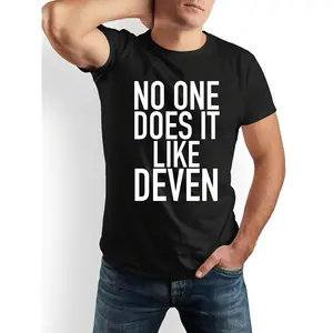 Deven Text Men's Basic T-Shirt - Structured Crew Neck Casual Shirt with Print, - Versatile Top for Daily Wear & Street Style, Machine Washable Regular Fit Basic Tee