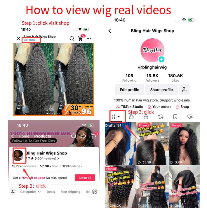 Bling Hair V Part Wigs Deep Wave With Invisible Strap Drawstring 100% Human Hair Glueless Wig Deep Wave Natural Hairline Beginner Friendly 180% Density Curly Wigs For Women Natural Black