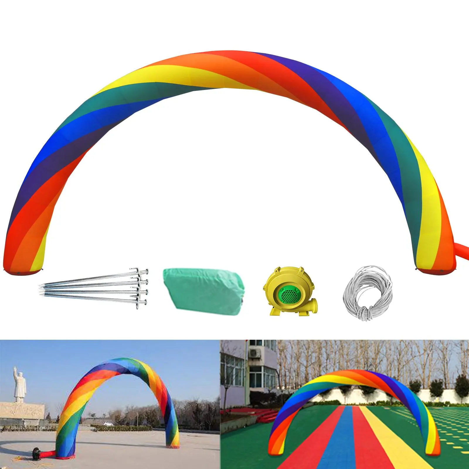【SummerFinds】Inflatable Rainbow Arch 26ftx10ft (8x4m) w/ 350W Motor Advertising/Party Supplies/Event Decorations/Inflatable Products