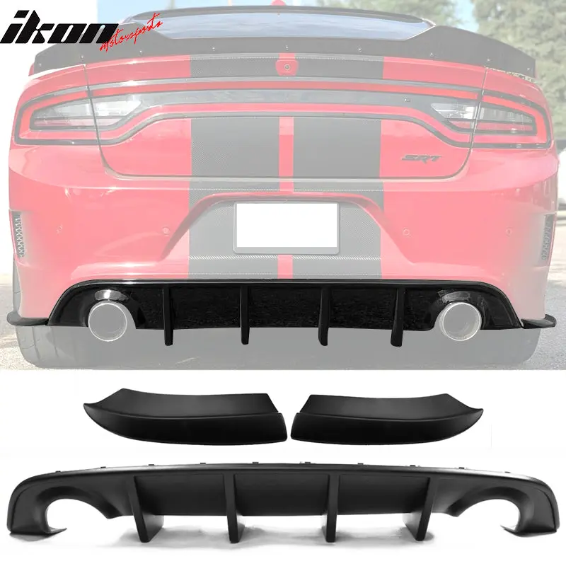 Rear Diffuser + Side Aprons Bumper Lip for Dodge Charger 2015-2023 PP