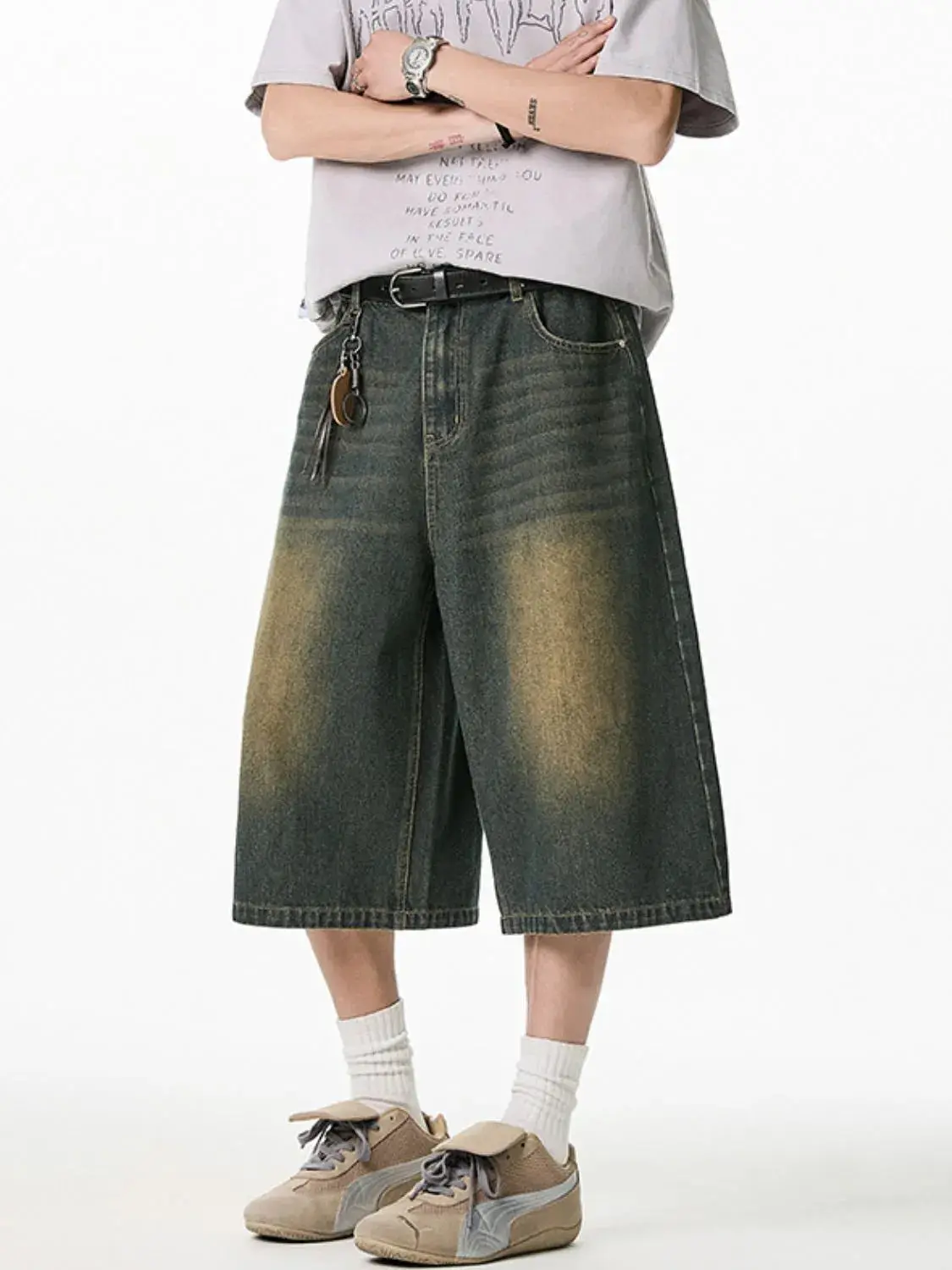 Men's Plus Size Pocketed Denim Shorts