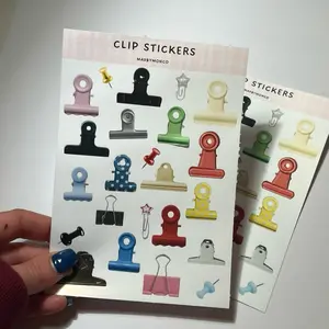 Clip Stickers for Planners, Journals, Scrapbooks • Colorful Binder Clips, Push Pins