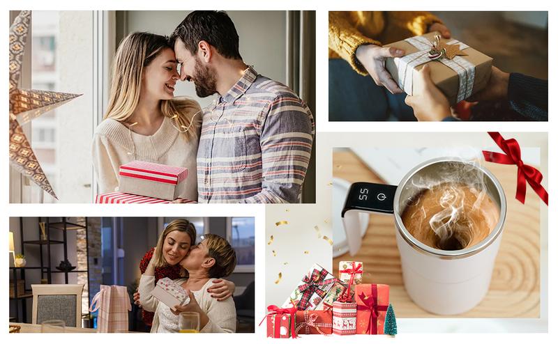 Electric Self-stirring Coffee Mug Magnetic Stirring Cup Rechargeable Automatic Mixing Cup w/LCD Thermometer for Milk/Cocoa at Office/Kitchen/Travel