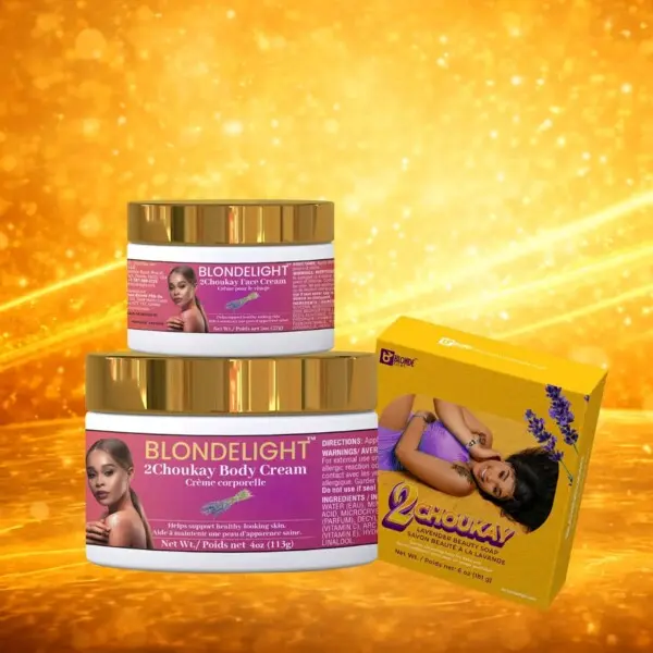 BlondeLight 2Choukay Unisex for King and Queen, 1 Body Cream - 1 Face Ceam - 1 Soap. WorldcaShop USA