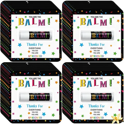 Lip Balm Bulk Thanksgiving Christmas Gifts for Coworker Teacher Employee You're the Balm Chap Stick Small Exchange Gift for Goodie Bag Fillers Secret Santa Stocking Stuffer Burr Basket Party Favors 12/15/24/30 packs Thank You Gift for Women Men Volunteer