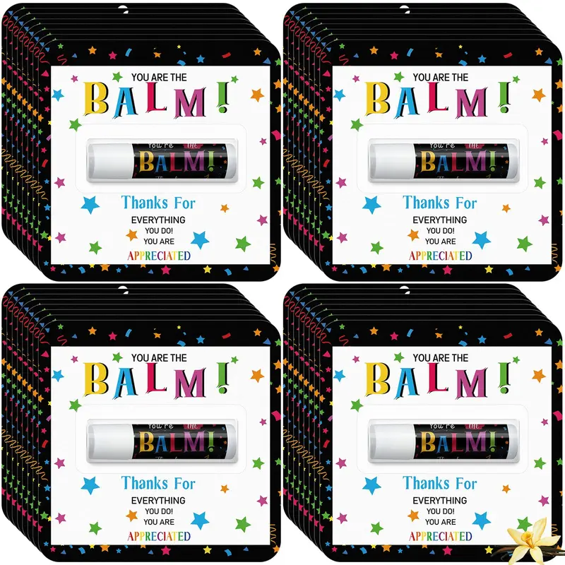 Lip Balm Bulk Thanksgiving Christmas Gifts for Coworker Teacher Employee You're the Balm Chap Stick Small Exchange Gift for Goodie Bag Fillers Secret Santa Stocking Stuffer Burr Basket Party Favors 12/15/24/30 packs Thank You Gift for Women Men Volunteer