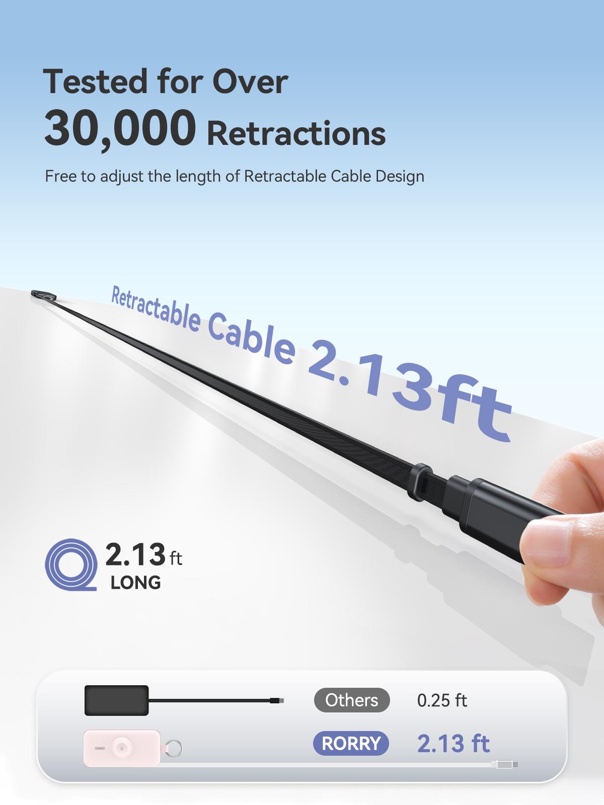 RORRY 12000mAh Power Bank 30W Fast Charging with Built-in Retractable USB C Cable  for  iPhone 17-12 Apple Watch Series iPad Pro Galaxy Android Portable Charger Perfect Gift High Capacity Battery SpringStatements