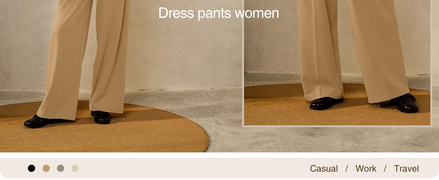 Arach&Cloz Women's Wrinkle-Free Pleated Business Wide Leg Pants Spring 2026