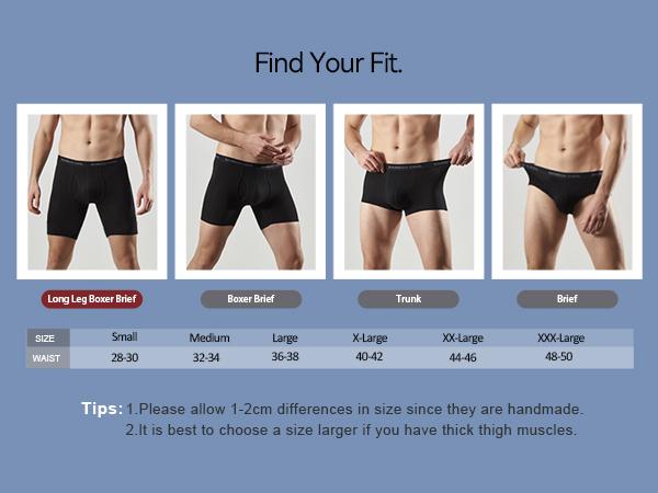 BAMBOO COOL Men's Long Boxer Briefs Performance Long Leg Sports Underwear MultiPack Soft Comfortable Breathable Skin-Friendly High-Quality Material Moisture-Wicking SpringStatements