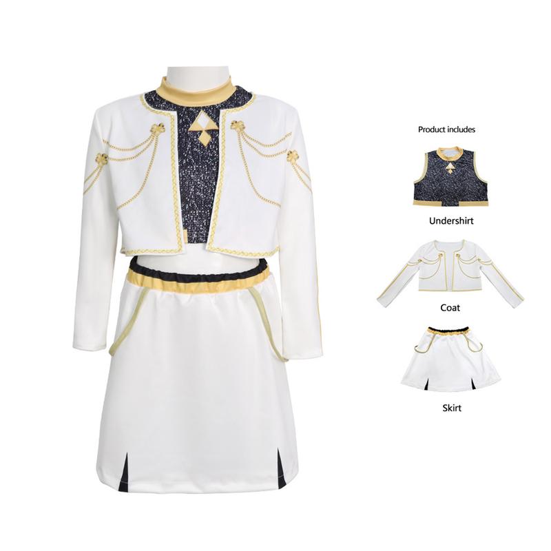 Viral Kpop Demon Hunters Costume for Girls | 3-Piece Dance Set for Halloween, Music Festival & Stage Performance | Trendy Kpop Concert Outfit