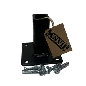 Secure loose railing 1" outdoor metal Handrail Posts-repair base 4" H. No Welding-Rail post slides IN Mount-4" base plate Black Paint Bolts