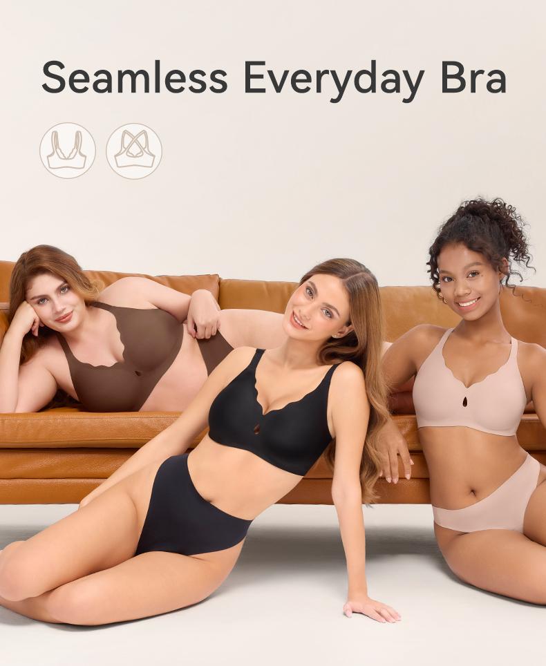 LUCKMEEY Bras for Women No Underwire Wave Push Up Wireless Bra Seamless Bras Full Coverage Bralettes Lift Everyday Bras