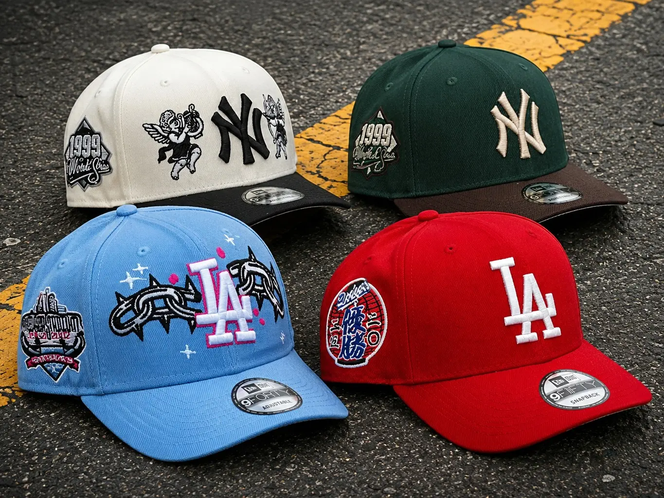 New Era MLB New York Yankees NY Los Angeles Dodgers LA Baseball Cap 59FIFTY 9FIFTY 9FORTY Snapback Fitted Hat Adjustable Unisex Streetwear Hip Hop Vintage Trendy Embroidered Logo TikTok Viral Gorras Gorra Beisbol