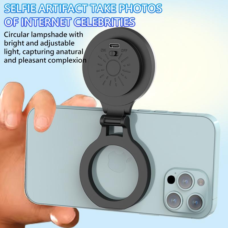 Portable Magnetic Phone Ring Light, 180° Flip Rechargeable LED Selfie Light for Live Streaming, Video Calls, Makeup, YouTube & TikTok
