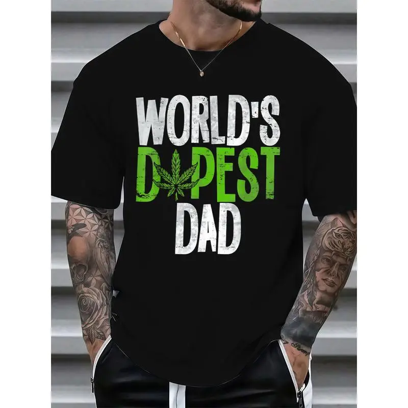 Father's Day  World's Dopest Dad Short Sleeve Cotton Shirt for Weed Enthusiasts.