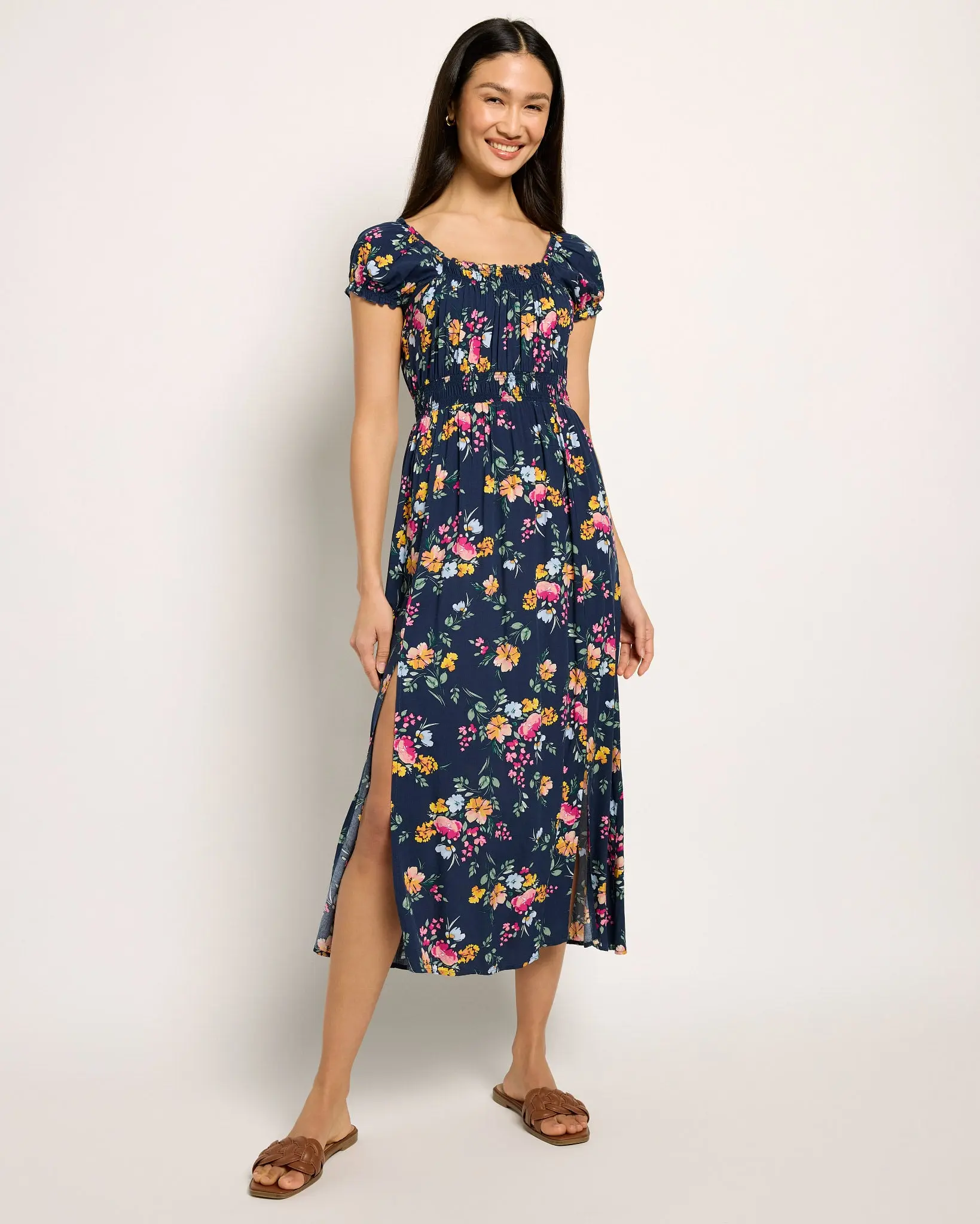 Bright Floral Midi Dress