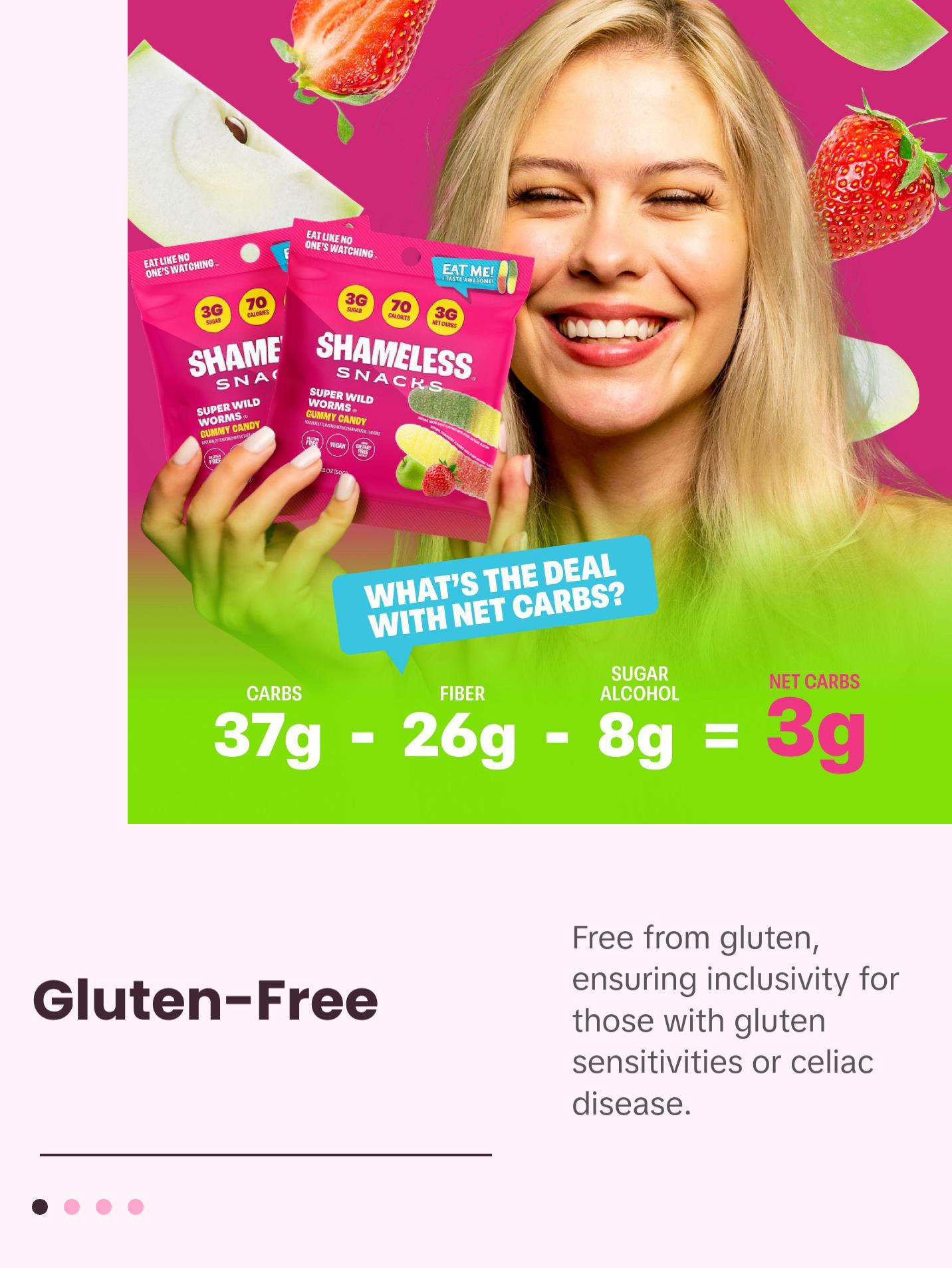 Super Wild Worms - Keto & Vegan Gummies (6 Bags), 3g Net Carbs, 3g Sugar, Gluten-Free, 70 calories per bag, healthy sweet snack Fruit Chews Candy