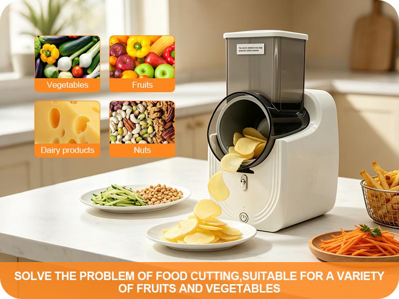 3-in-1 Electric Vegetable Slicer, Fast Kitchen Chopper & Shredder with 3 Blades for Slicing, Shredding & Grinding, Safe Hands-Free Operation 3-in-1 Electric Vegetable Slicer, Fast Kitchen Chopper & Shredder with 3 Blades for Slicing, Shredding & Grinding, Safe Hands-Free Operation