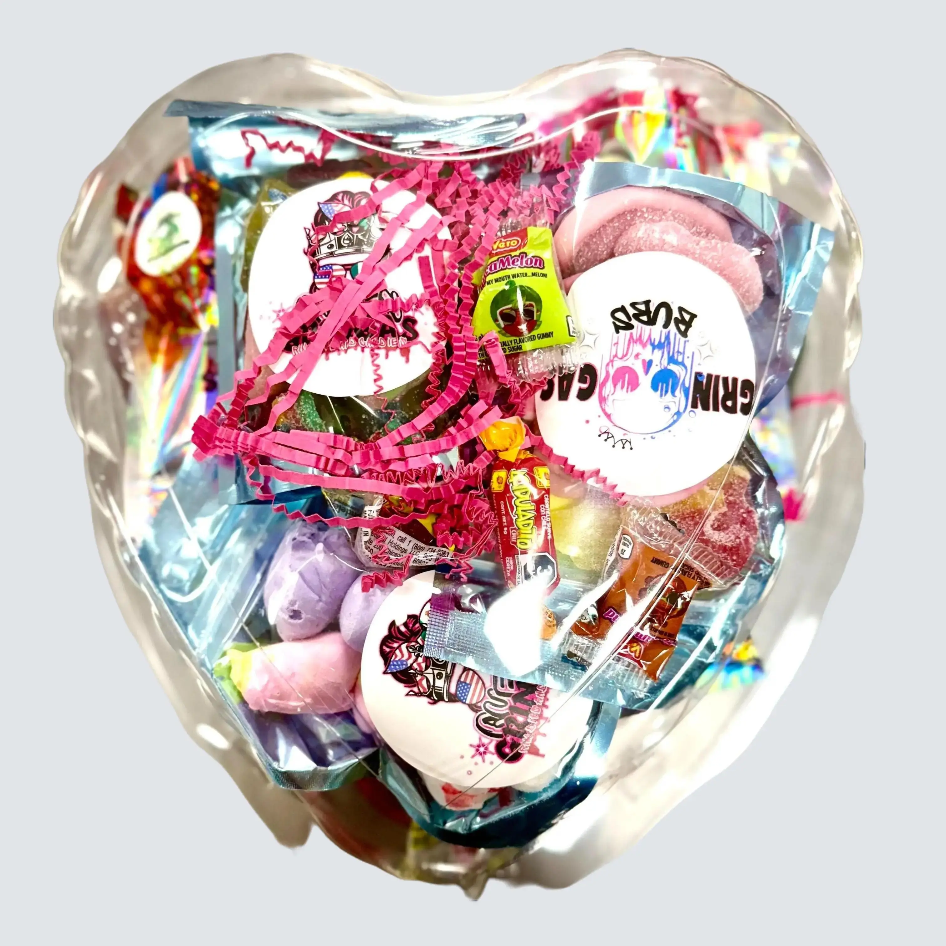 Gringas Heart of Love Homemade Candy Treats Container, Snack & Fruit Gift Basket with Free Samples – Ideal for Party Snacks, Gift Basket Ideas