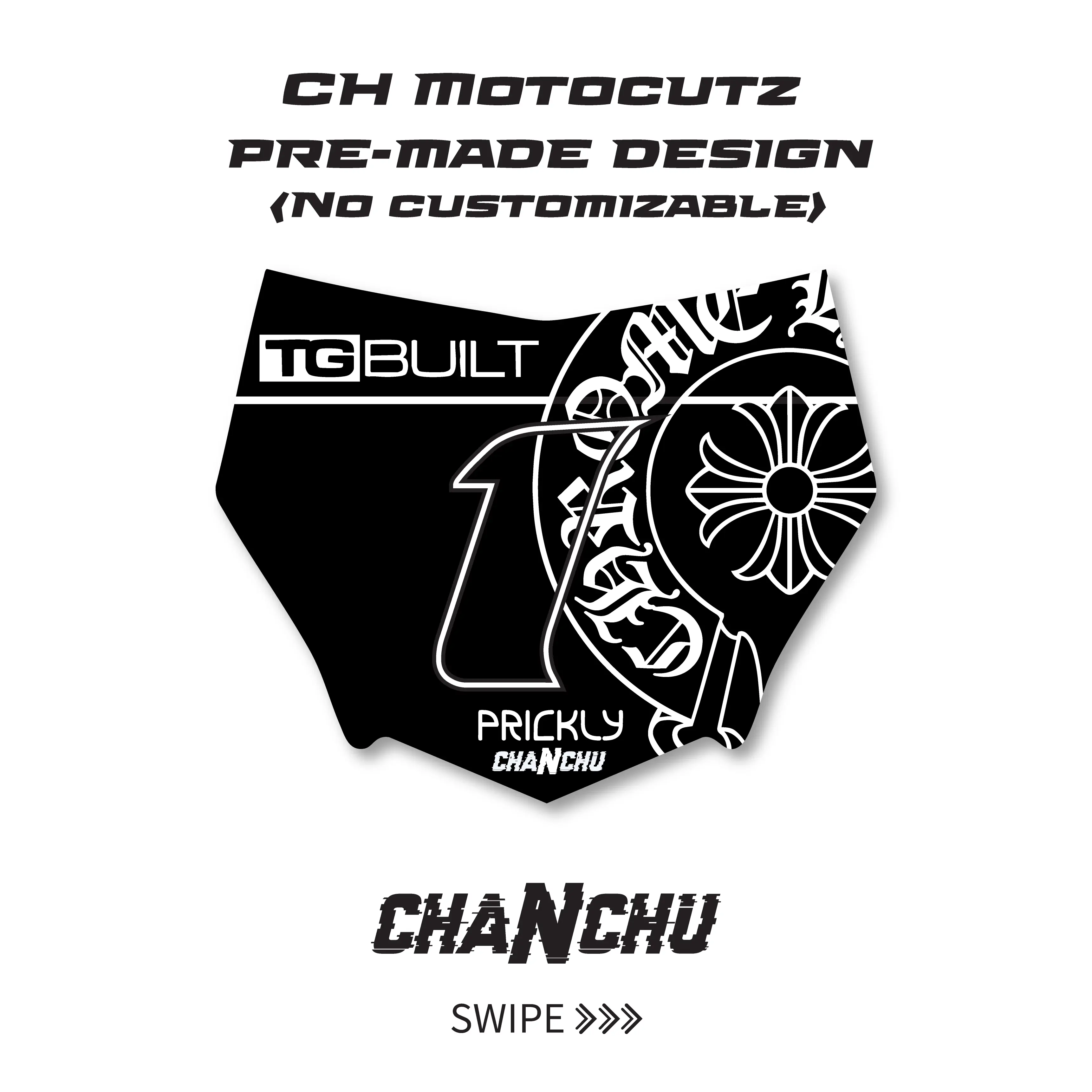 CH Motocutz pre-made front number plate sticker - Made to order