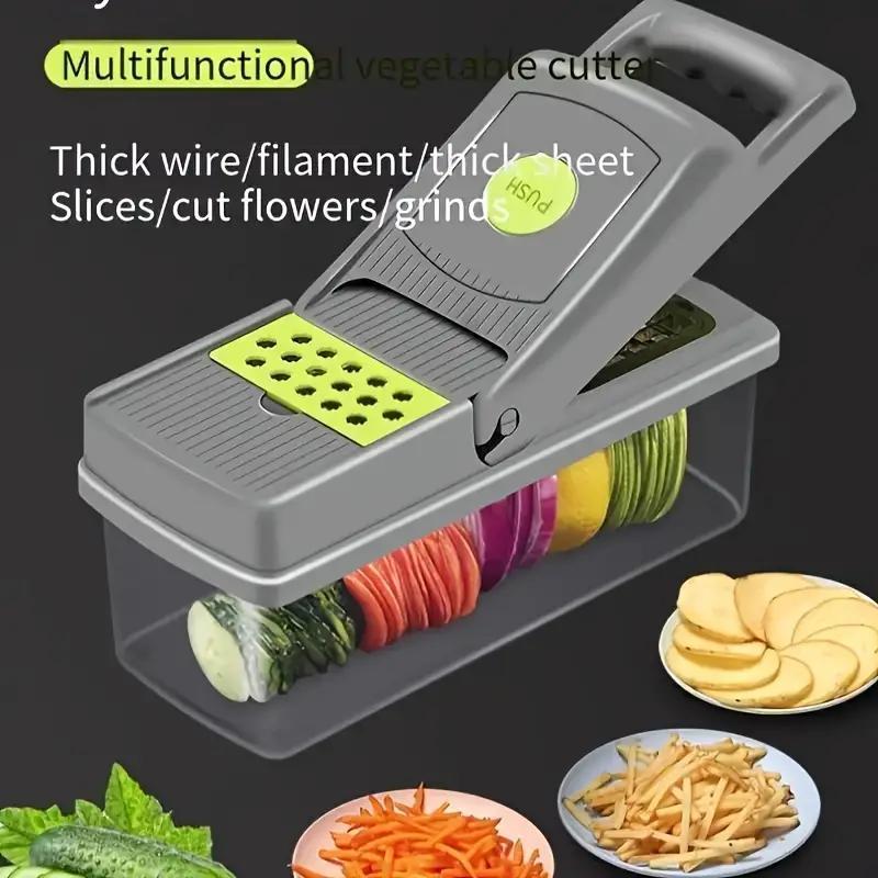 14 in 1 Multifunctional Vegetable Chopper, Durable Vegetable Slicer, Garlic Chopper, Onion Potato Grater, Vegetable Cutting Machine, Kitchen Accessories, Kitchen Gadget