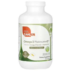 Zahler Omega 3 Platinum+D, Advanced Omega 3 Fish Oil + Vitamin D3, 360 Softgels (1,000 mg per Softgel)
