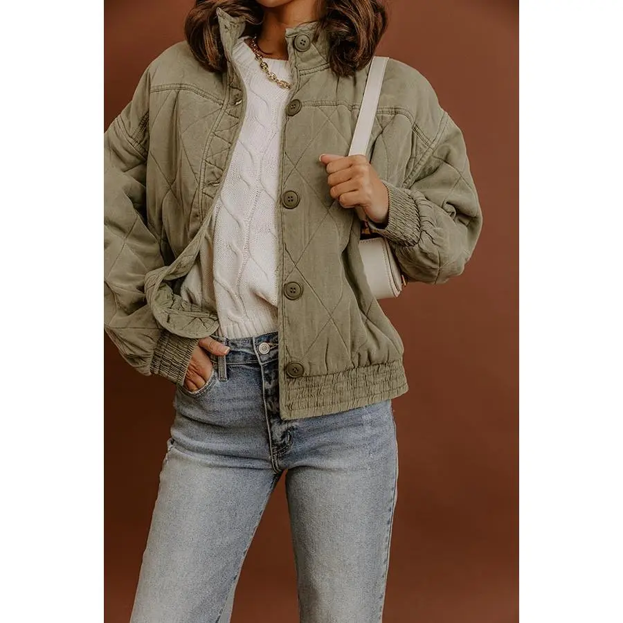 Ski Lodge Cutie Quilted Jacket in Sage