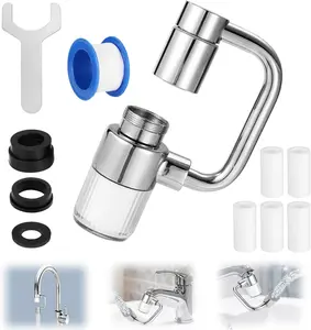 1080° Rotating Faucet Extender Aerator,Solid Brass Universal Splash Filter Faucet,1080 Big Angle Swivel Faucet Aerator Sink Attachment,Dual-Function 2-Flow Sprayer