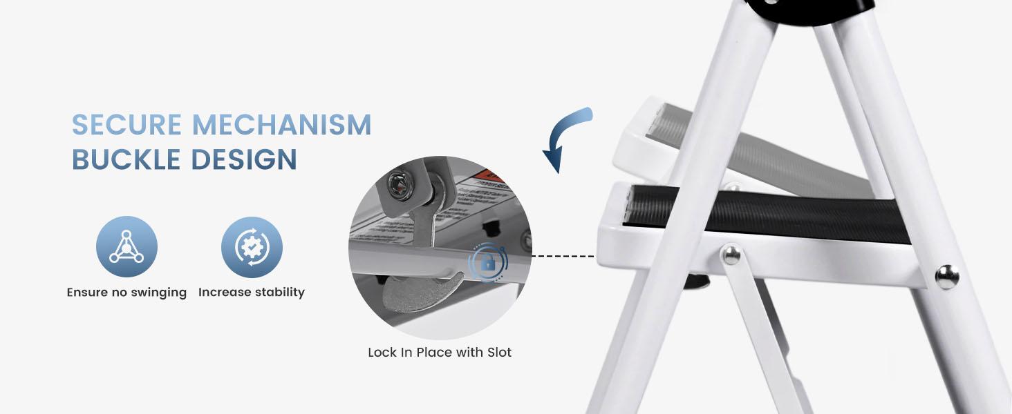 Step Ladder, 3 Sturdy Step Stool with Anti-Slip Pedal & Comfortable Handrail, 330lbs Capacity, Portable Heavy Duty Step Stool for Kitchen, Garage & Outdoor Use