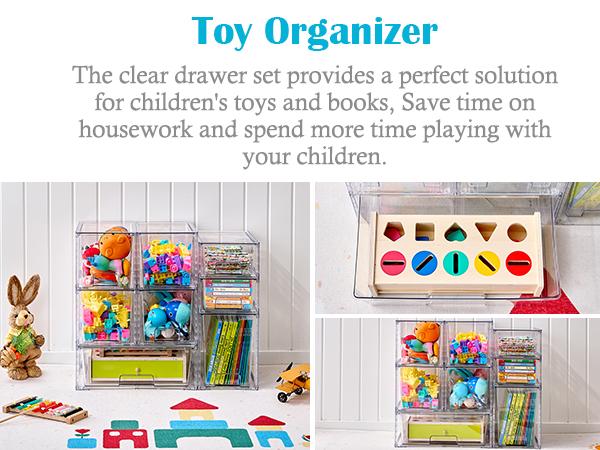 【Undersink Organizer】Vtopmart Transparent Stackable Drawer Organizer, Perfect for Pantry, Under the Sink, Organizing Snacks, Cosmetics, Tampons,Medicines,Pet supplies, FREE Stickers