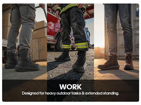 NORTIV 8 Terrascope Men's Tactical Hiking Boot Lightweight Cushion Sole Boots for Work All Day Side Zipper Motorcycle Combat Military Boot Arch Support 8 Inches Closed Footwear