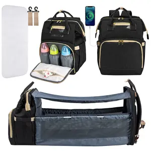 Kabaqoo Diaper Bag Backpack, Large Baby Diaper Bags for kids, Newborn ,with USB Charging Port, Multifunction Waterproof Travel Back Pack for Moms Dads