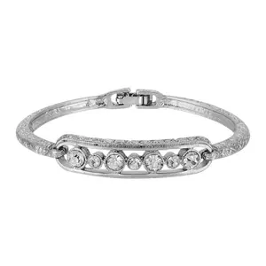 Slim Vine Textured Crystal Clasp Bracelet